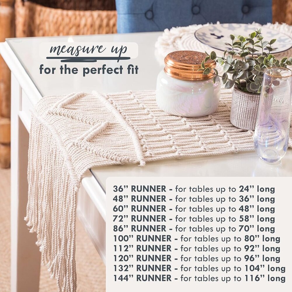 Macrame Table Runner Long | Boho Table Runner | Wedding Table Decor | Vintage Fa - Picture 3 of 9